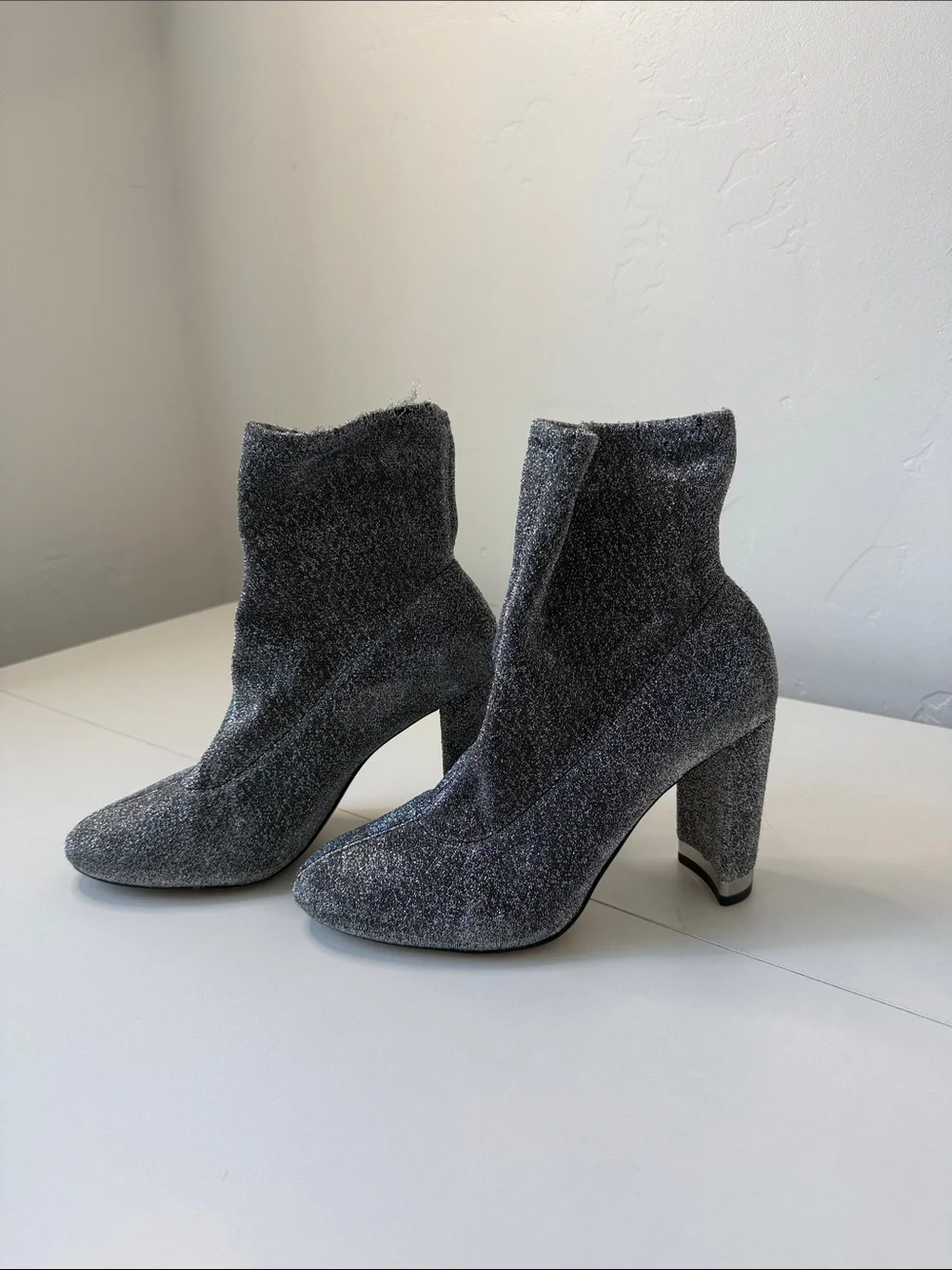 Michael Kors Sparkle Knit Ankle Boots - Silver